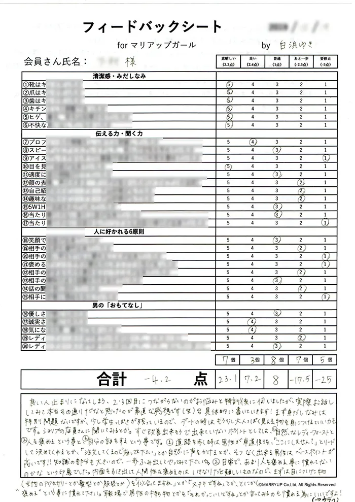 フィードバックシート